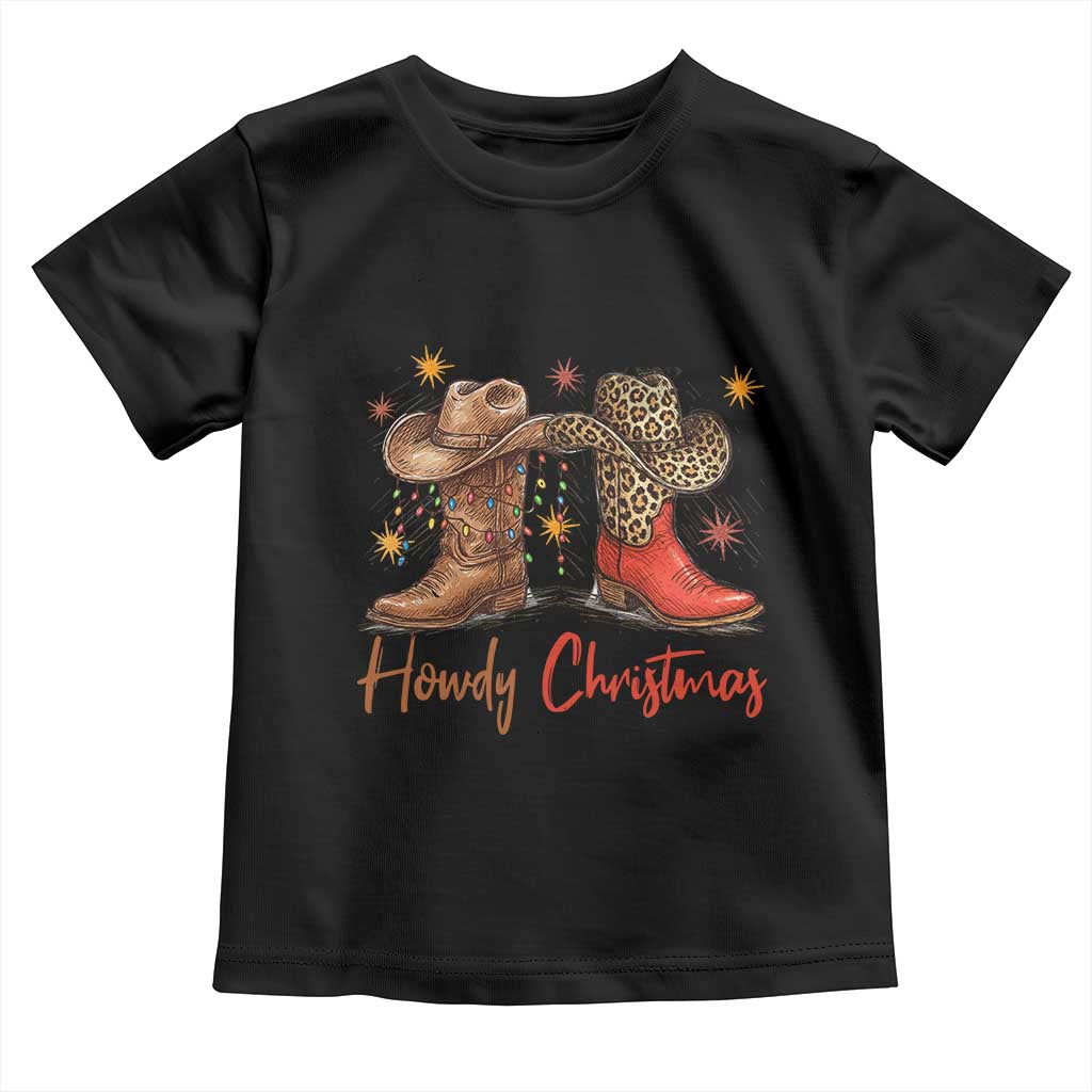 Howdy Christmas Toddler T Shirt Western Cowboy Boots Country - Wonder Print Shop