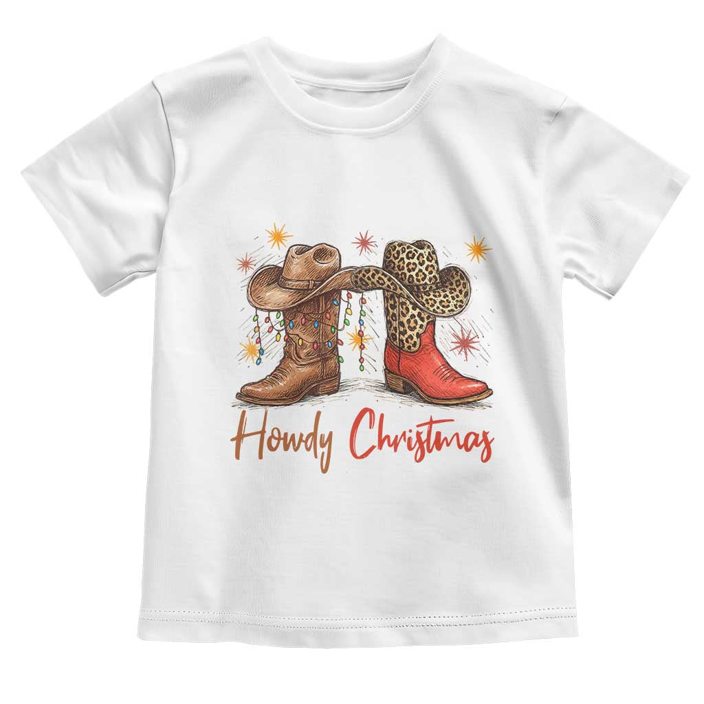 Howdy Christmas Toddler T Shirt Western Cowboy Boots Country - Wonder Print Shop