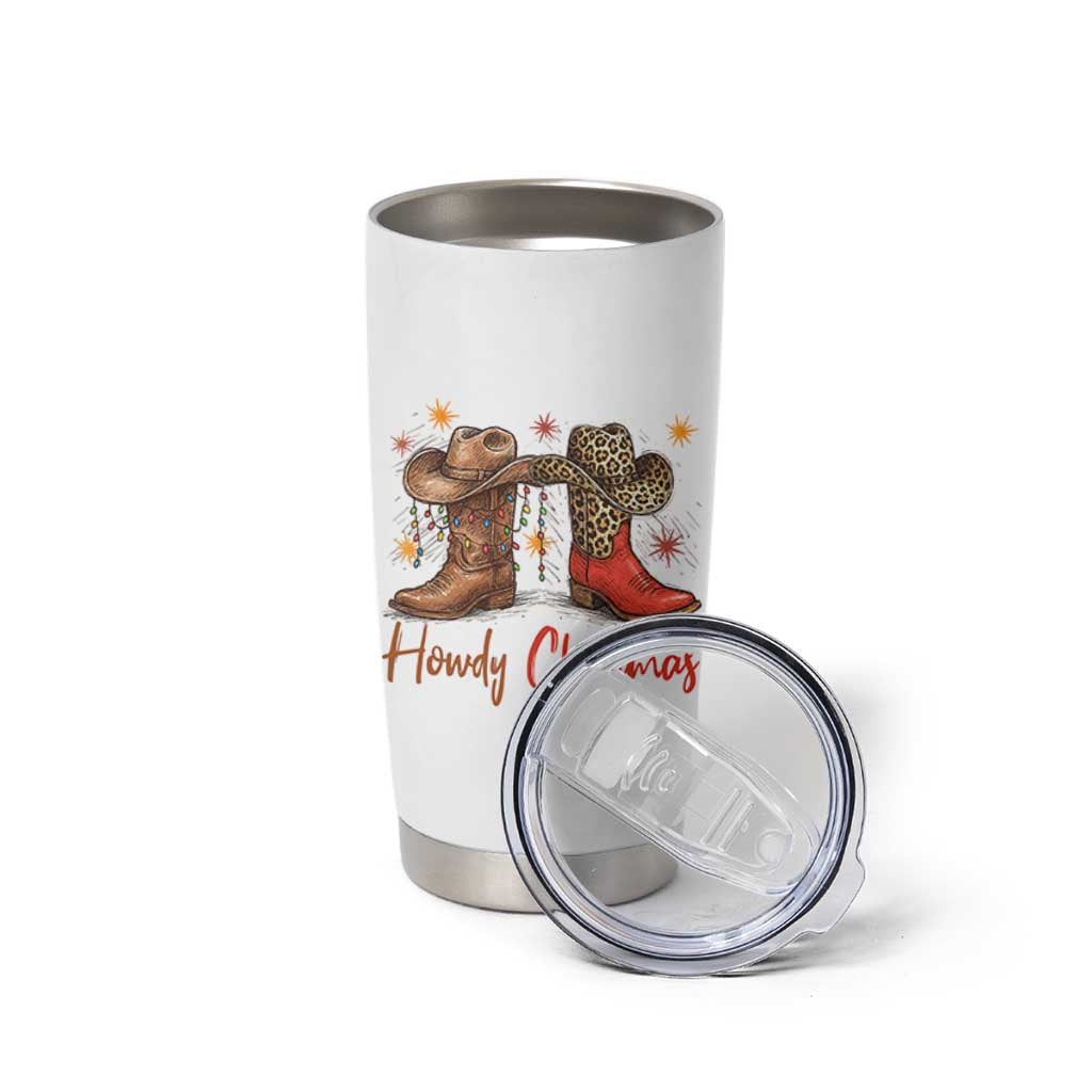 Howdy Christmas Tumbler Cup Western Cowboy Boots Country - Wonder Print Shop