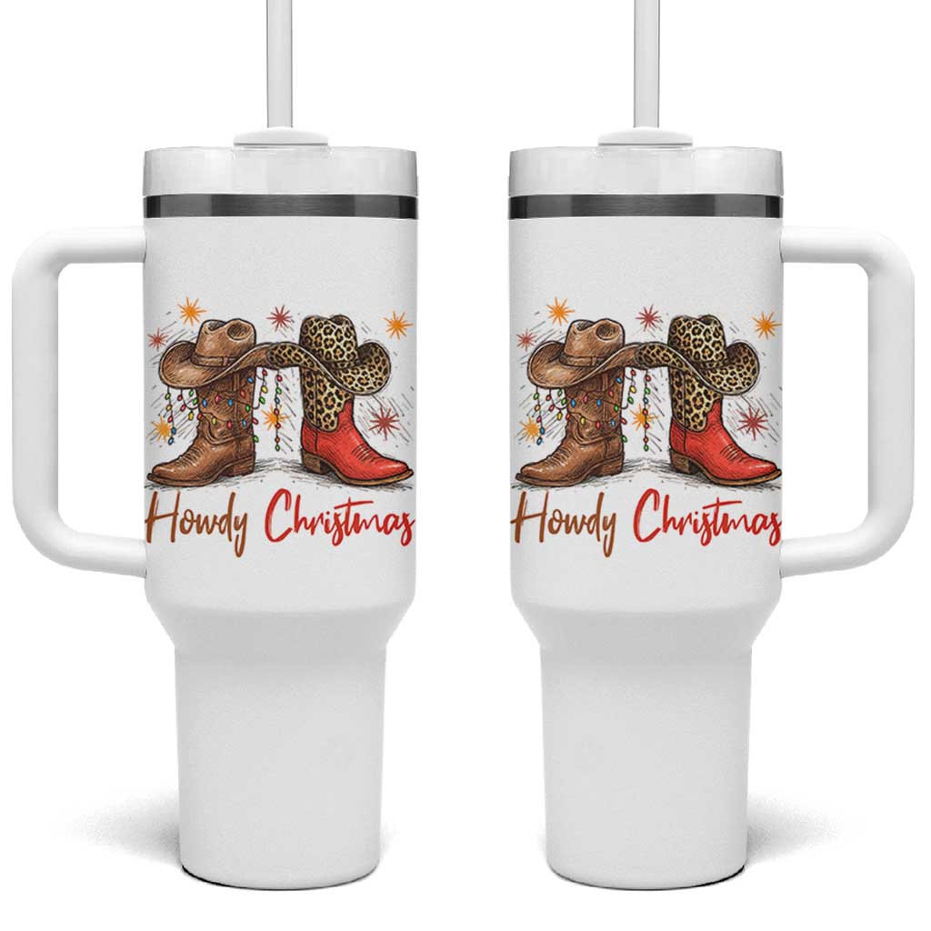 Howdy Christmas Tumbler With Handle Western Cowboy Boots Country - Wonder Print Shop