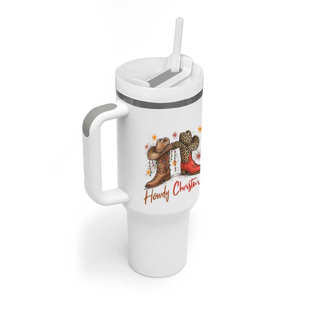 Howdy Christmas Tumbler With Handle Western Cowboy Boots Country - Wonder Print Shop