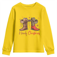 Howdy Christmas Youth Sweatshirt Western Cowboy Boots Country - Wonder Print Shop