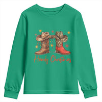 Howdy Christmas Youth Sweatshirt Western Cowboy Boots Country - Wonder Print Shop