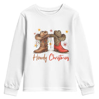 Howdy Christmas Youth Sweatshirt Western Cowboy Boots Country - Wonder Print Shop