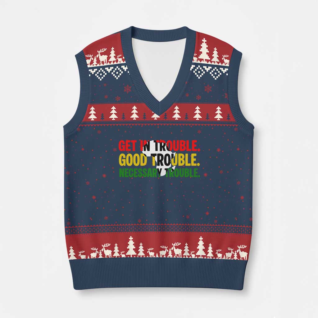 John Lewis Quote Affrican American V-Neck Knit Sweater Vest Get in Good Necessary Trouble
