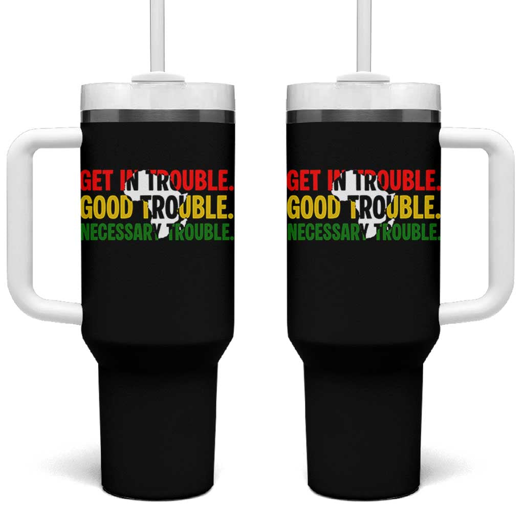 John Lewis Quote Affrican American Tumbler With Handle Get in Good Necessary Trouble