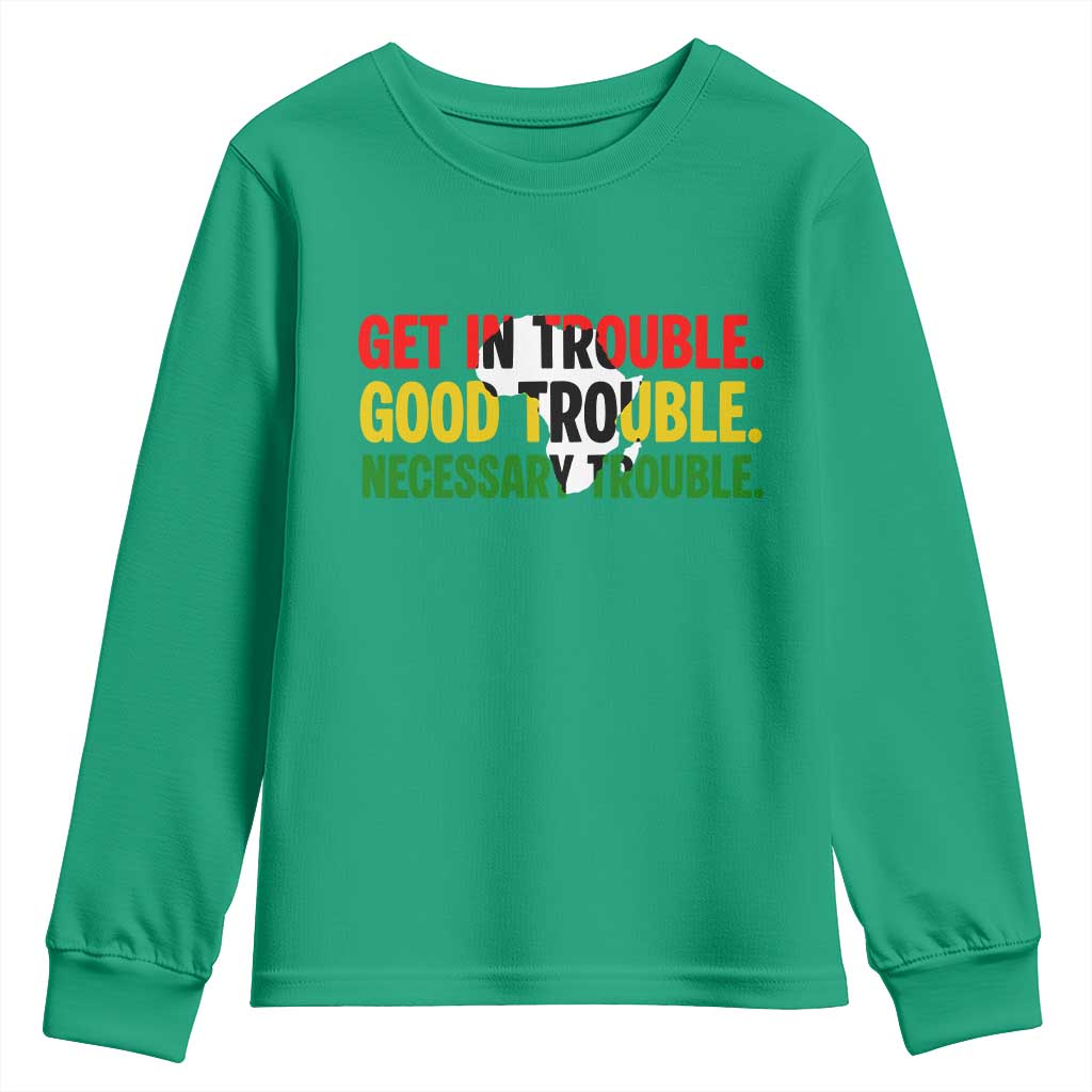 John Lewis Quote Affrican American Youth Sweatshirt Get in Good Necessary Trouble