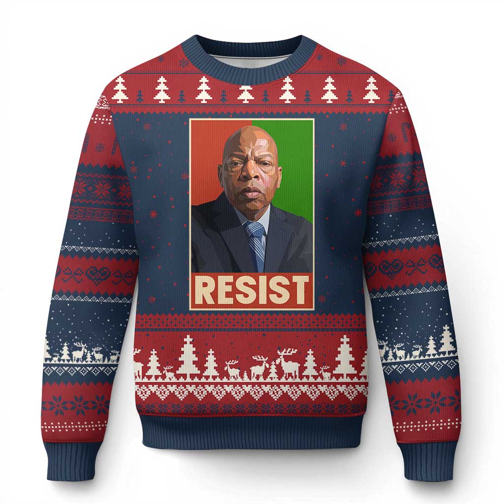 Resist Protest Civil Rights Ugly Christmas Sweater John Lewis Black History