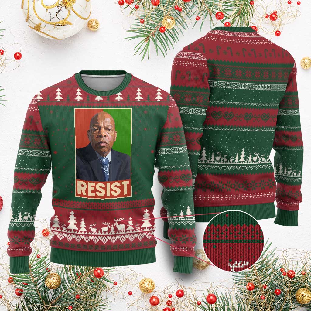 Resist Protest Civil Rights Ugly Christmas Sweater John Lewis Black History