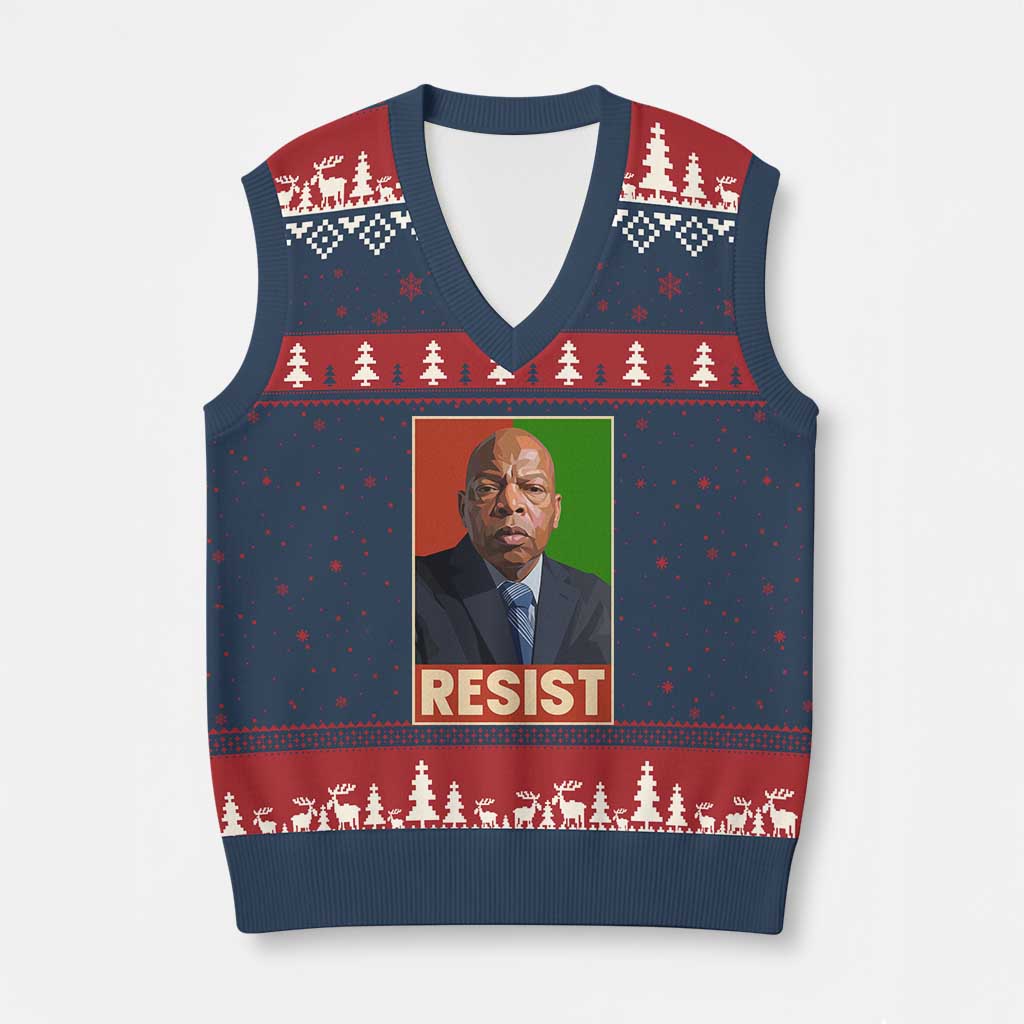 Resist Protest Civil Rights V-Neck Knit Sweater Vest John Lewis Black History