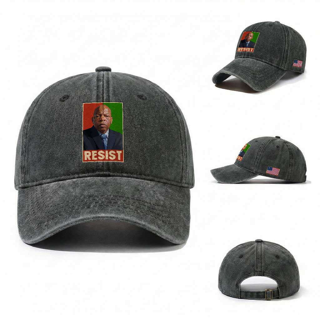 Resist Protest Civil Rights Washed Cotton Baseball Cap John Lewis Black History