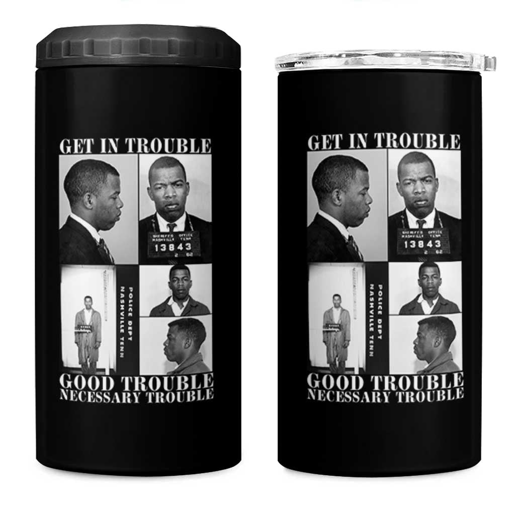 John Lewis Affrican American 4 in 1 Can Cooler Tumbler Get in Good Necessary Trouble
