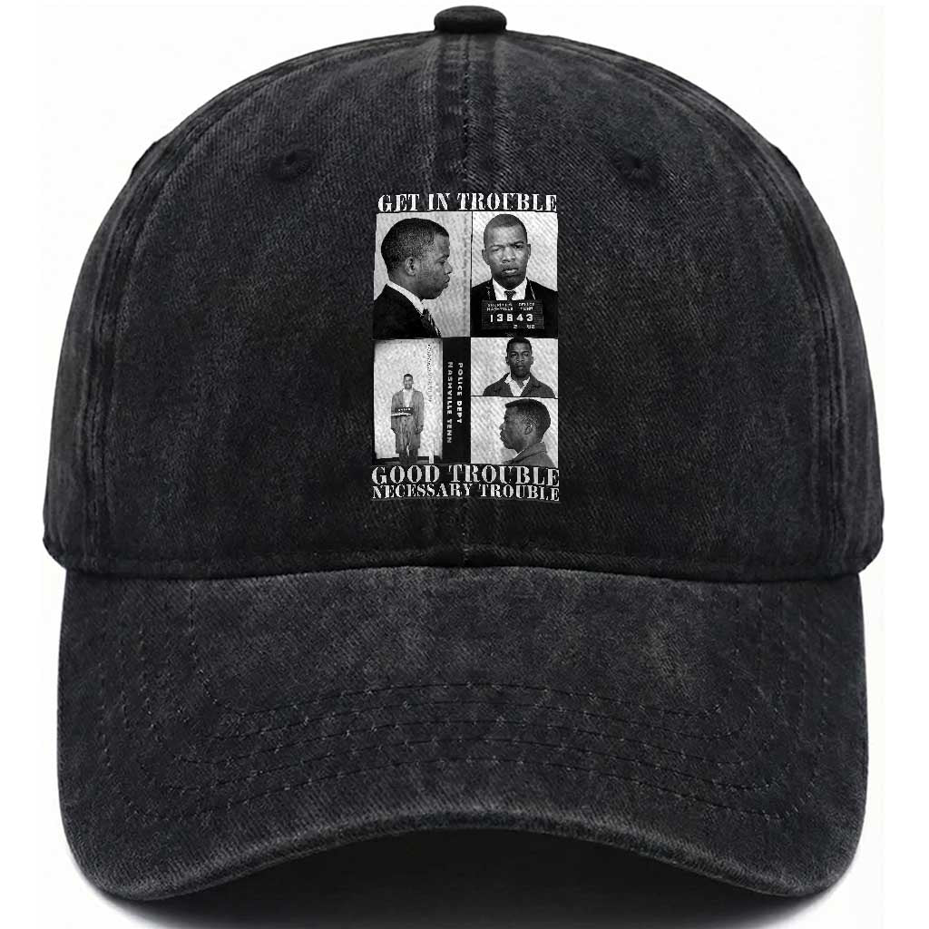 John Lewis Affrican American Washed Cotton Baseball Cap Get in Good Necessary Trouble