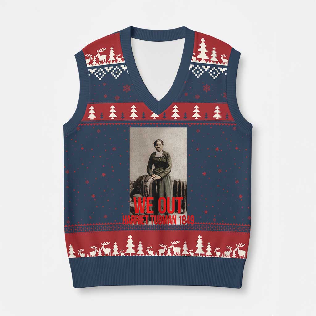 Harriet Tubman Quote V-Neck Knit Sweater Vest Black Woman History