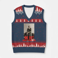 Harriet Tubman Quote V-Neck Knit Sweater Vest Black Woman History