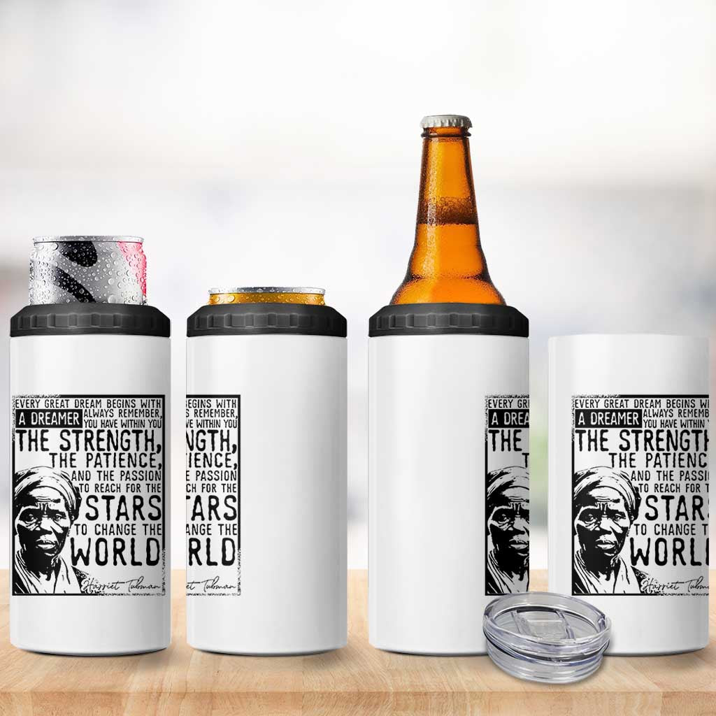 Harriet Tubman Quote 4 in 1 Can Cooler Tumbler Black Woman History Activist