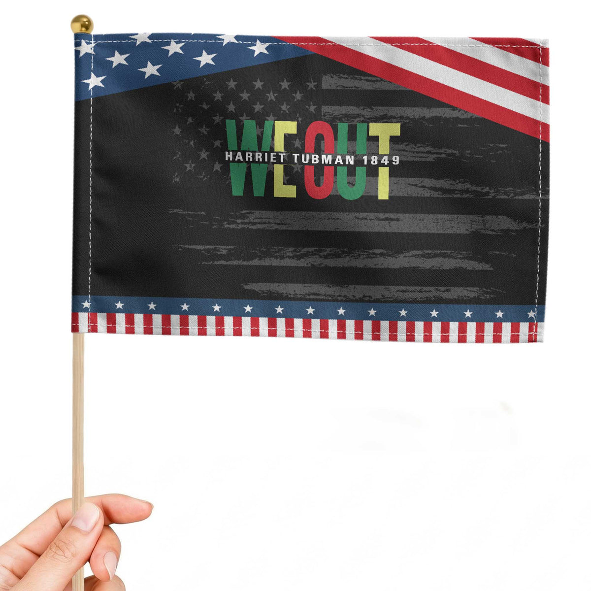 Harriet Tubman Quote Patriotic Handheld Flag Black Woman American History Activist