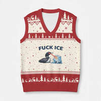 Minnesota Anti ICE Immigration Protest Ladies V-Neck Knit Sweater Vest Fuck Ice