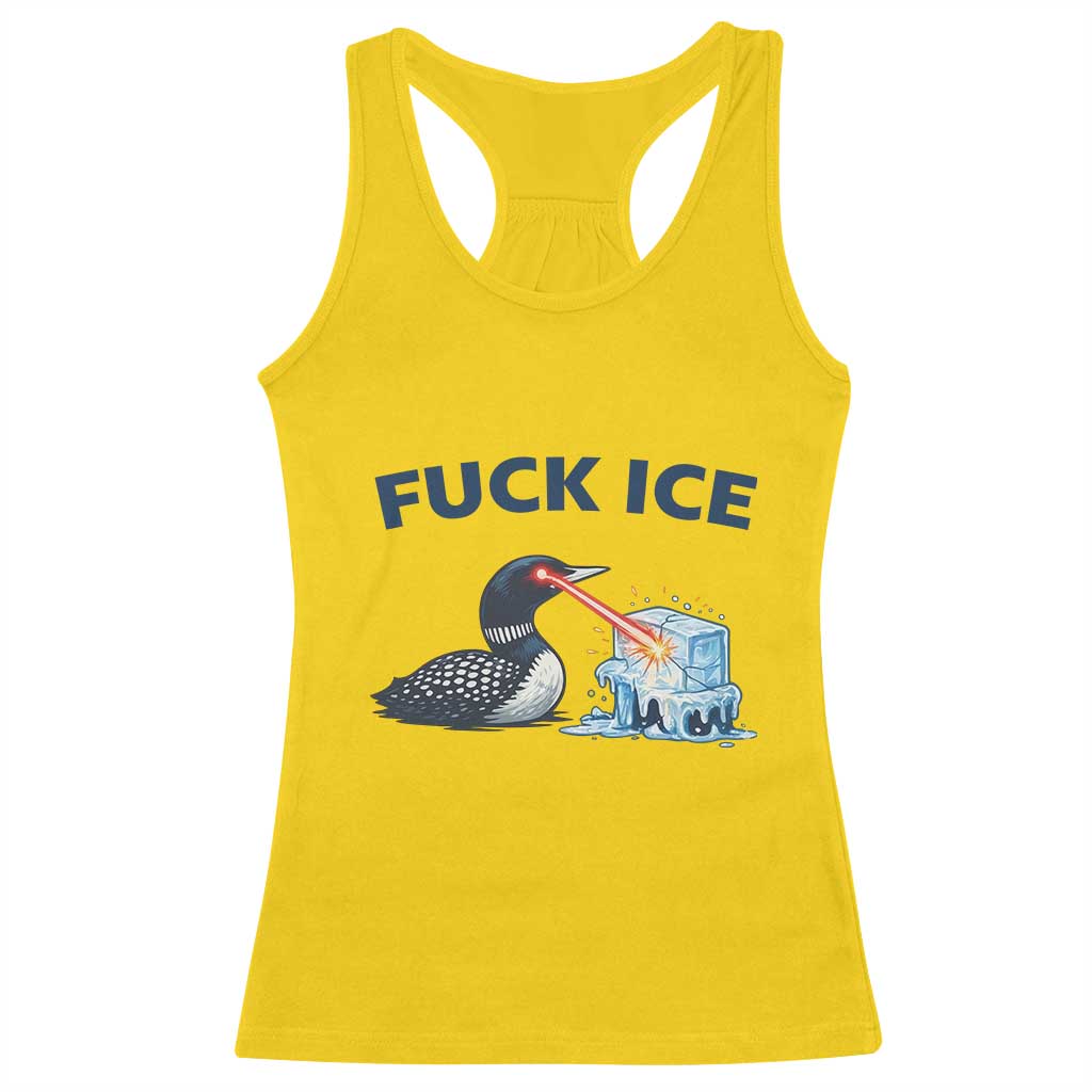 Minnesota Anti ICE Immigration Protest Ladies Racerback Tank Top Fuck Ice