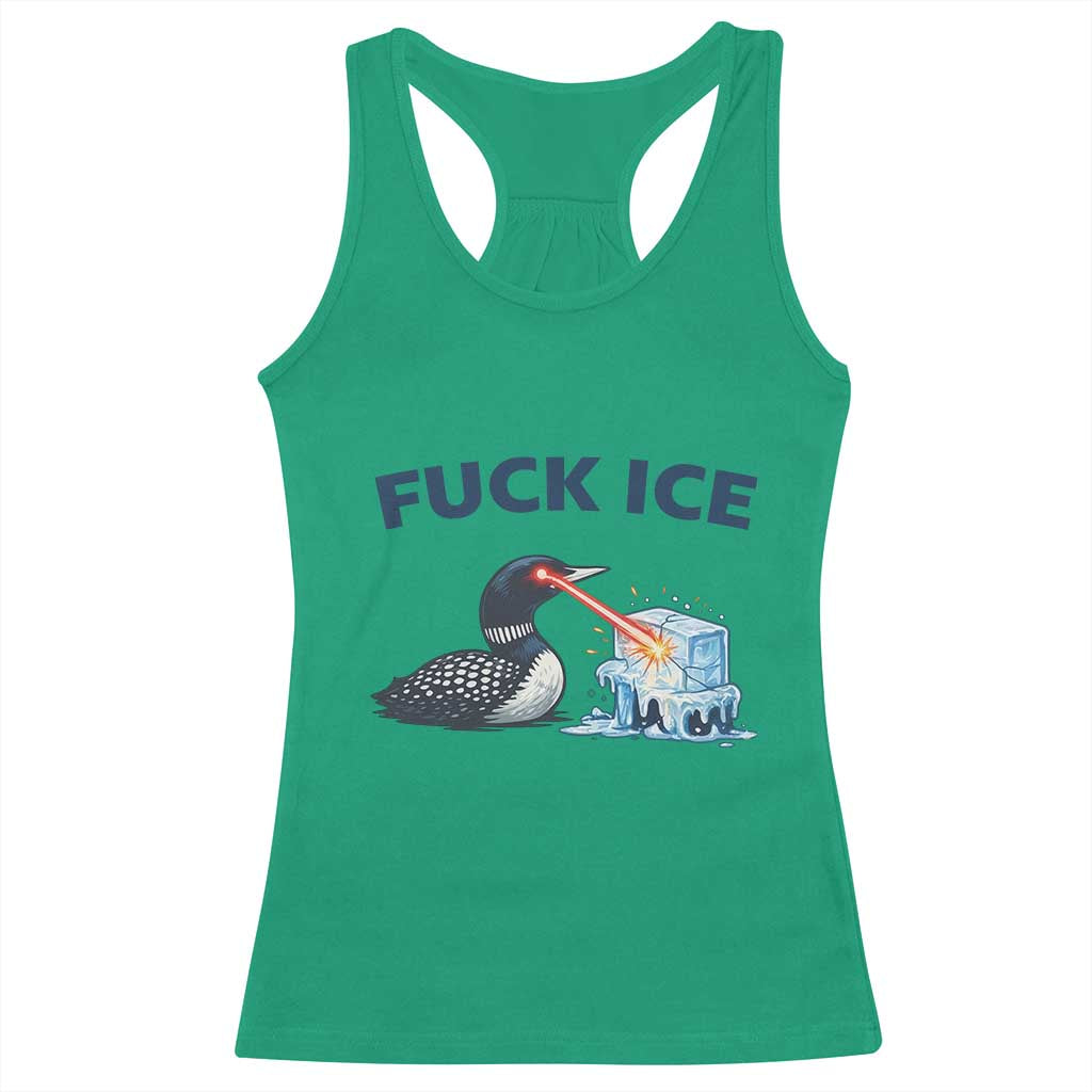 Minnesota Anti ICE Immigration Protest Ladies Racerback Tank Top Fuck Ice