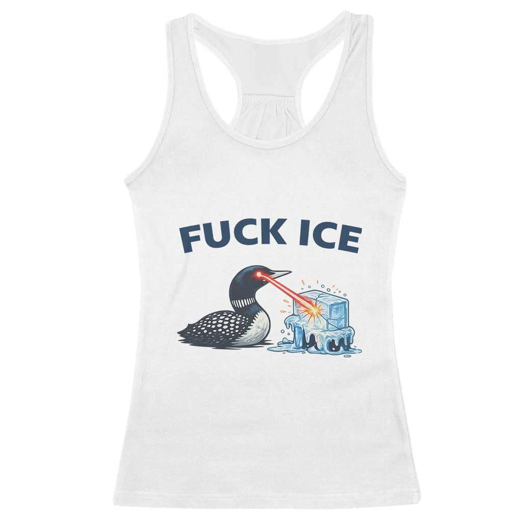 Minnesota Anti ICE Immigration Protest Ladies Racerback Tank Top Fuck Ice