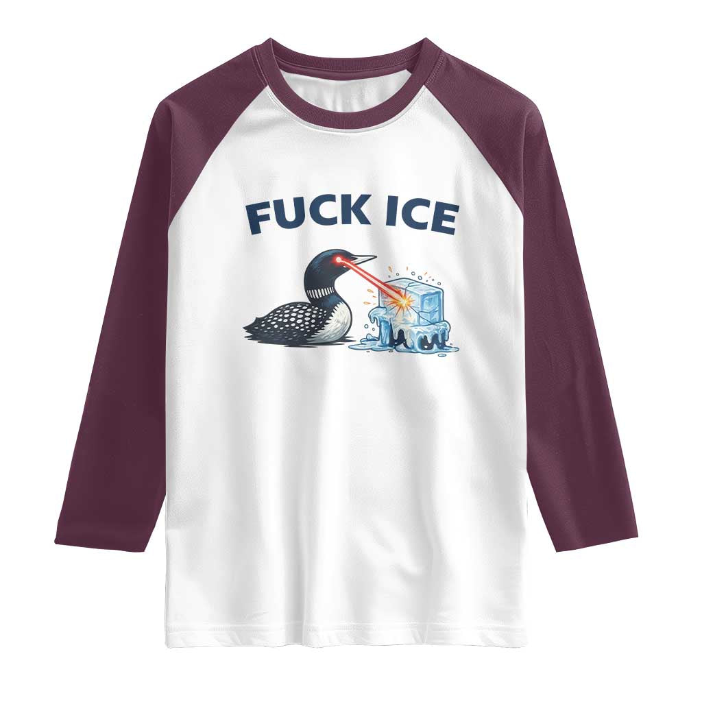 Minnesota Anti ICE Immigration Protest Ladies Raglan Shirt Fuck Ice