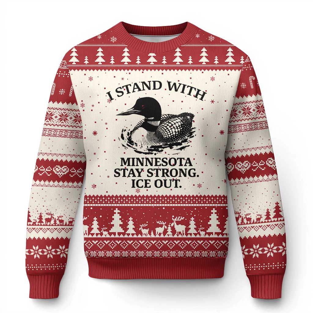 I Stand With Minnesota Ugly Christmas Sweater Minnesota Anti ICE Immigration Protest