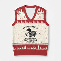 I Stand With Minnesota V-Neck Knit Sweater Vest Minnesota Anti ICE Immigration Protest