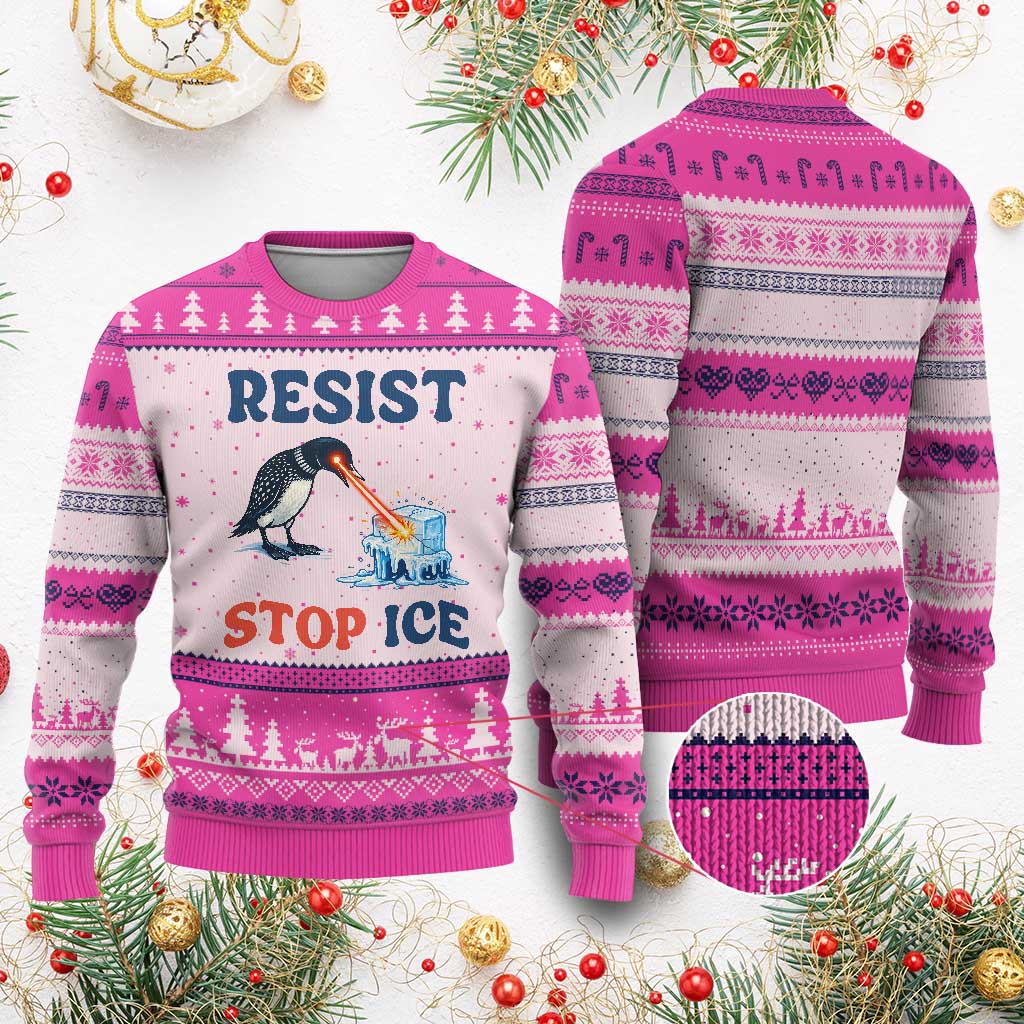 Stop ICE Ugly Christmas Sweater Minnesota Resist Anti ICE Immigration Protest