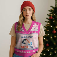 Stop ICE V-Neck Knit Sweater Vest Minnesota Resist Anti ICE Immigration Protest