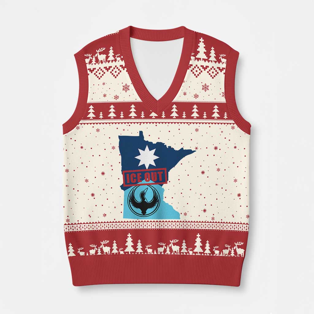 Minnesota Resist Anti ICE Immigration Protest V-Neck Knit Sweater Vest Ice Out