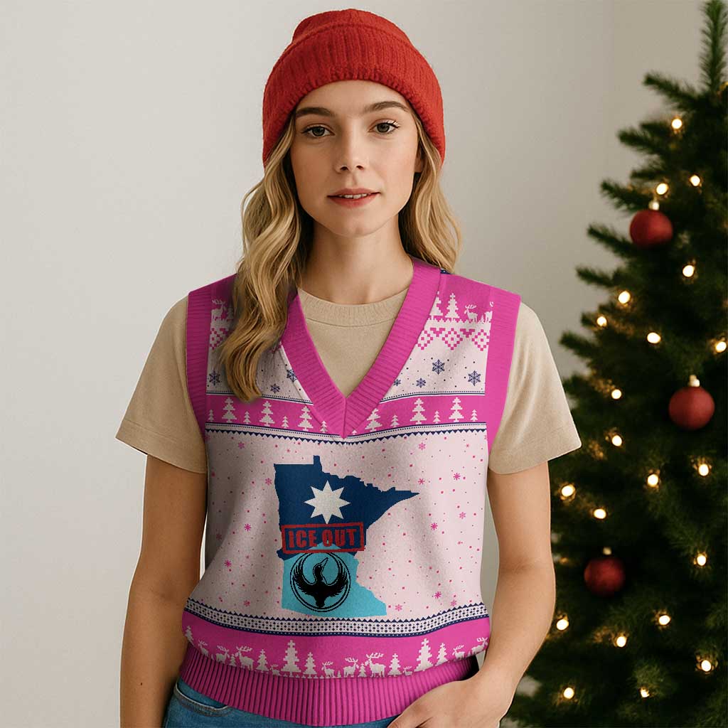 Minnesota Resist Anti ICE Immigration Protest V-Neck Knit Sweater Vest Ice Out
