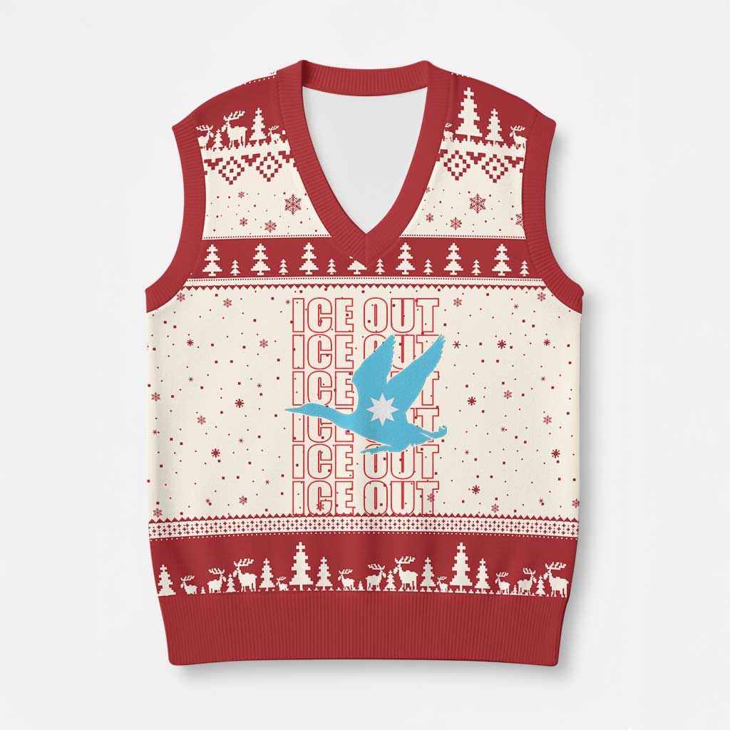Minnesota Anti ICE Immigration Protest V-Neck Knit Sweater Vest Ice Out