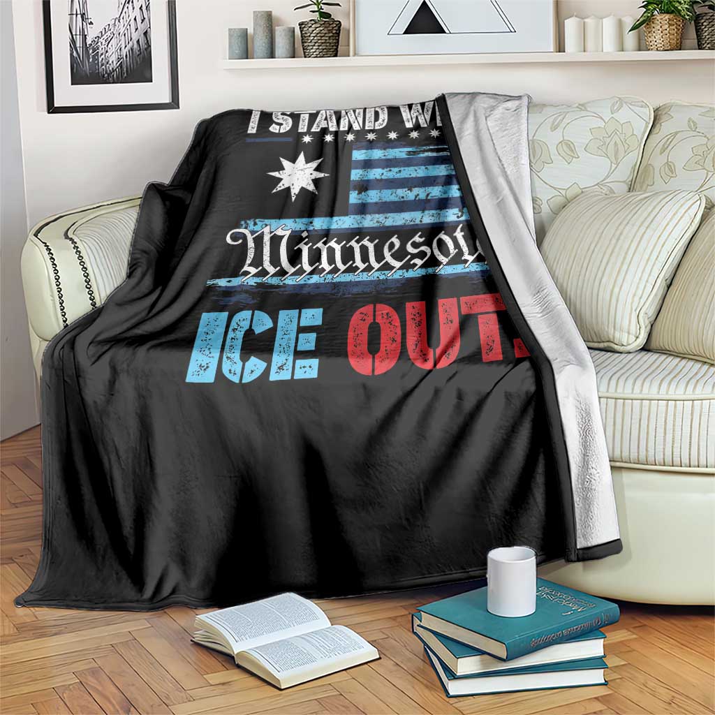 I Stand With Minnesota Throw Blanket Minnesota Flag Anti ICE Immigration Protest
