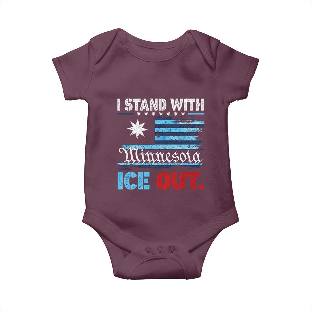I Stand With Minnesota Baby Onesie Minnesota Flag Anti ICE Immigration Protest