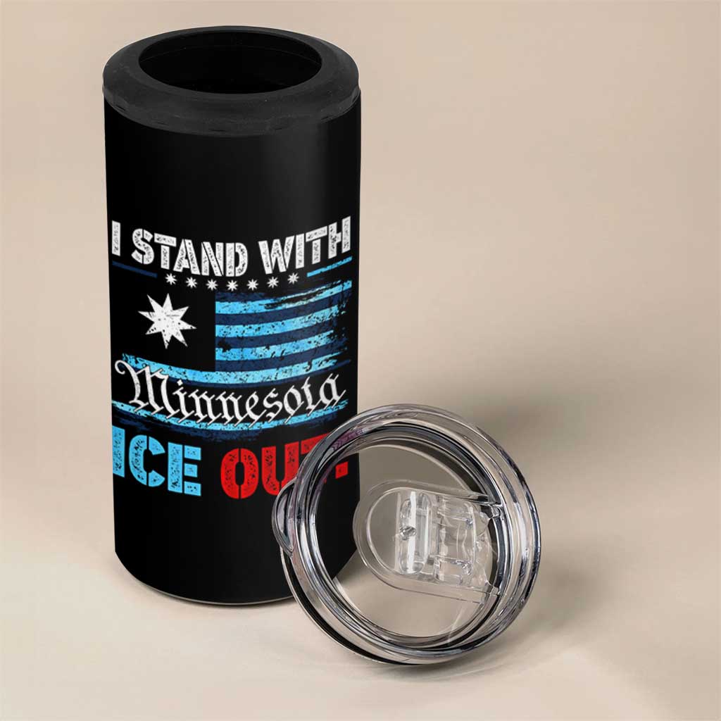 I Stand With Minnesota 4 in 1 Can Cooler Tumbler Minnesota Flag Anti ICE Immigration Protest