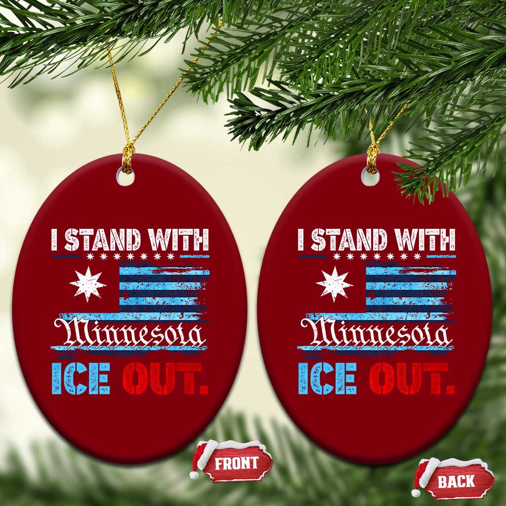 I Stand With Minnesota Ceramic Ornament Minnesota Flag Anti ICE Immigration Protest