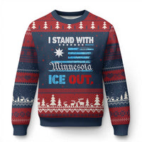 I Stand With Minnesota Ugly Christmas Sweater Minnesota Flag Anti ICE Immigration Protest