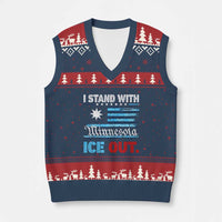 I Stand With Minnesota V-Neck Knit Sweater Vest Minnesota Flag Anti ICE Immigration Protest