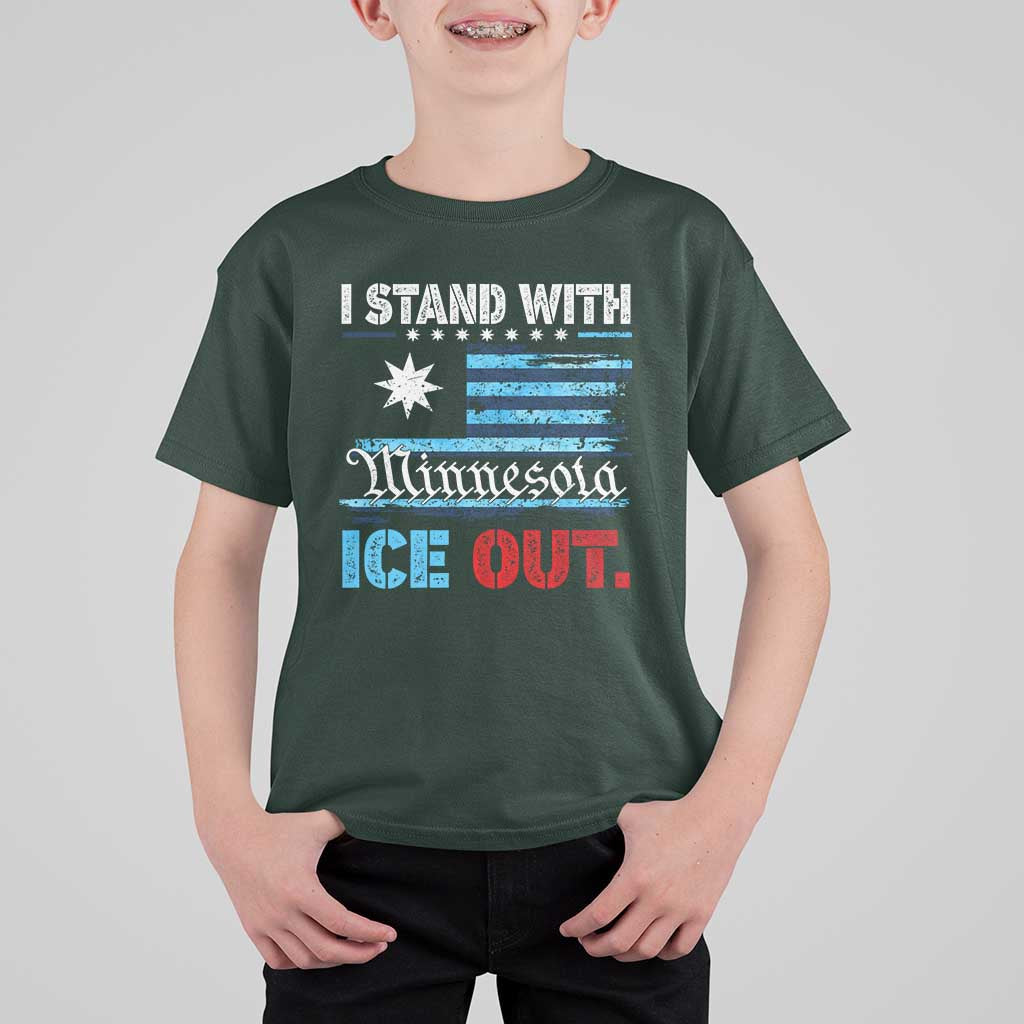 I Stand With Minnesota T Shirt For Kid Minnesota Flag Anti ICE Immigration Protest