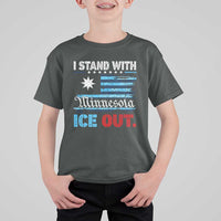 I Stand With Minnesota T Shirt For Kid Minnesota Flag Anti ICE Immigration Protest