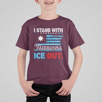 I Stand With Minnesota T Shirt For Kid Minnesota Flag Anti ICE Immigration Protest