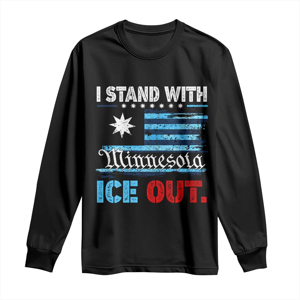I Stand With Minnesota Long Sleeve Shirt Minnesota Flag Anti ICE Immigration Protest