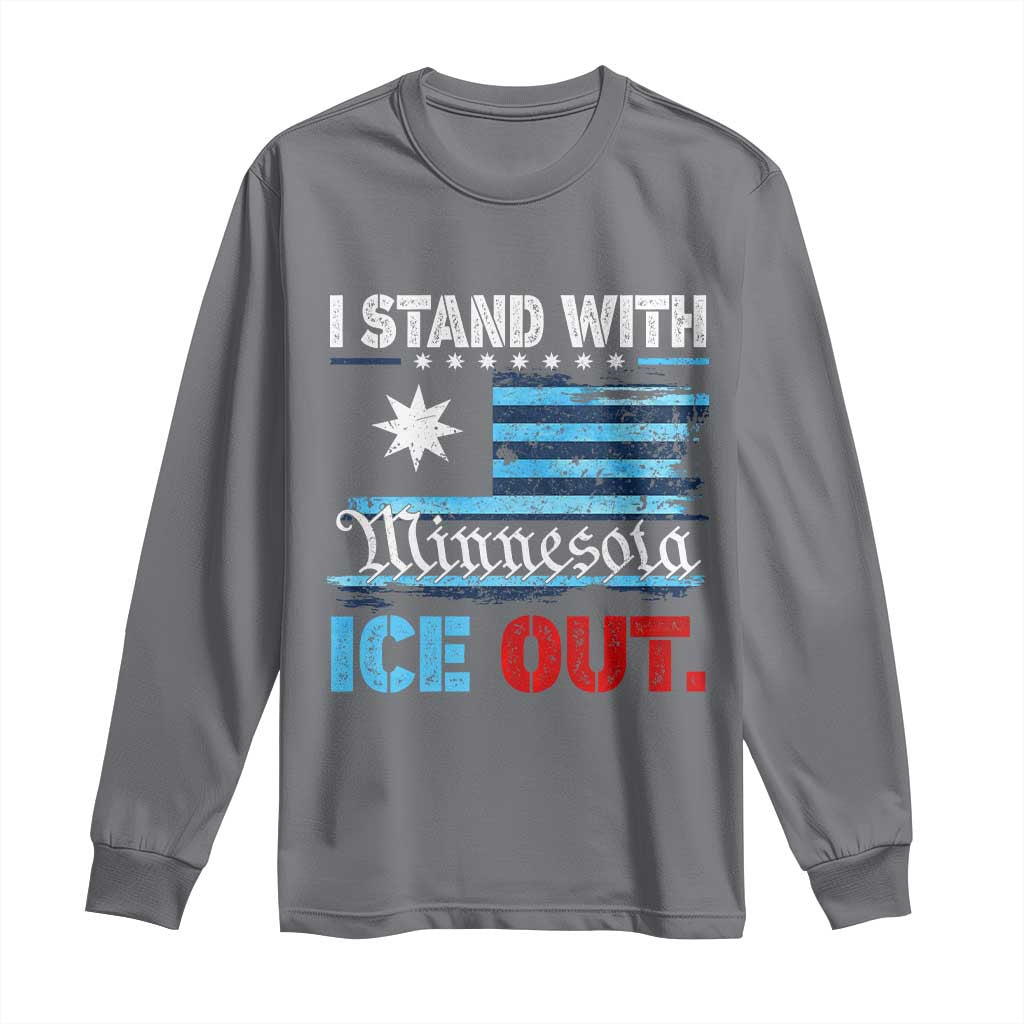 I Stand With Minnesota Long Sleeve Shirt Minnesota Flag Anti ICE Immigration Protest