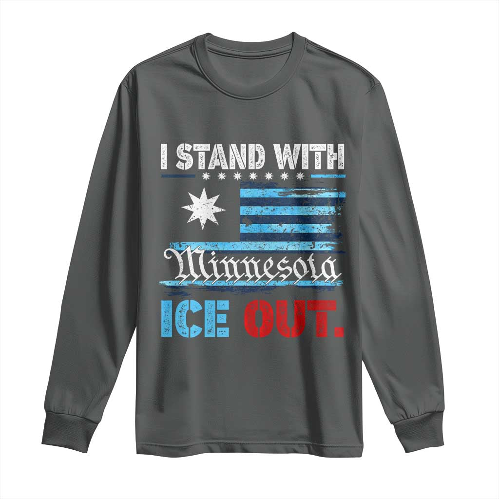 I Stand With Minnesota Long Sleeve Shirt Minnesota Flag Anti ICE Immigration Protest