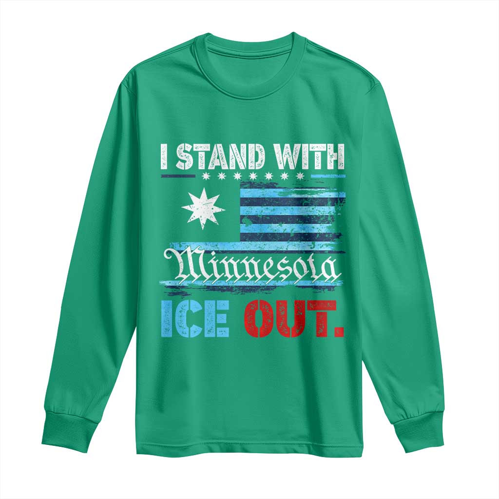 I Stand With Minnesota Long Sleeve Shirt Minnesota Flag Anti ICE Immigration Protest