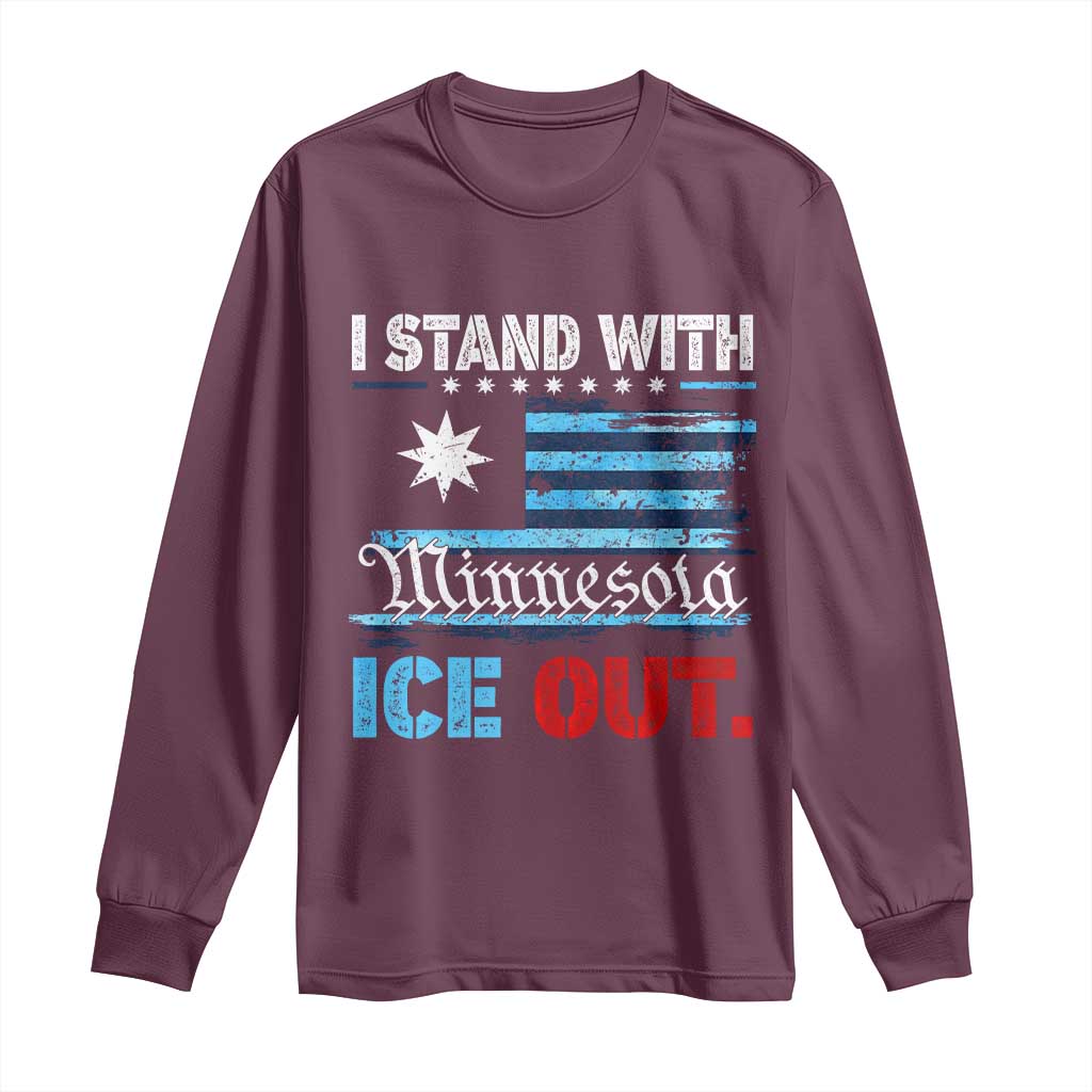 I Stand With Minnesota Long Sleeve Shirt Minnesota Flag Anti ICE Immigration Protest