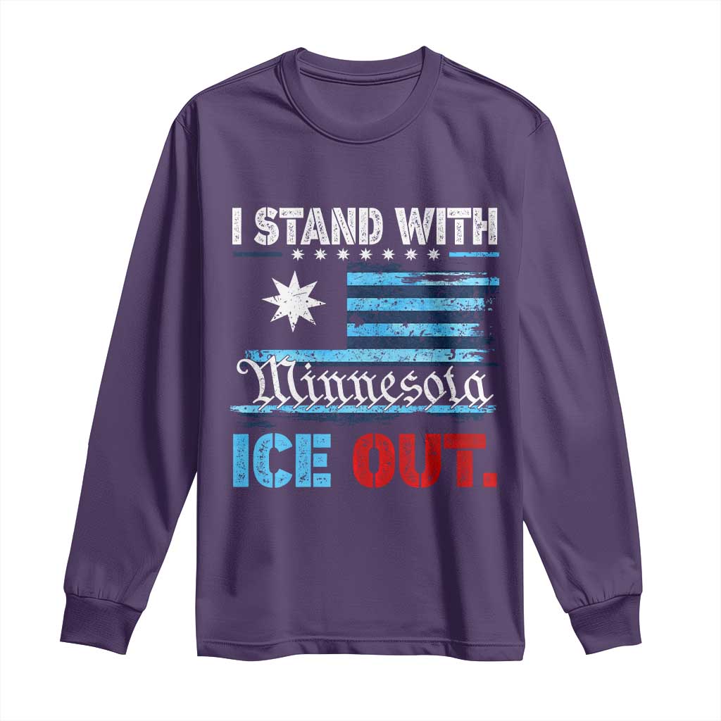 I Stand With Minnesota Long Sleeve Shirt Minnesota Flag Anti ICE Immigration Protest