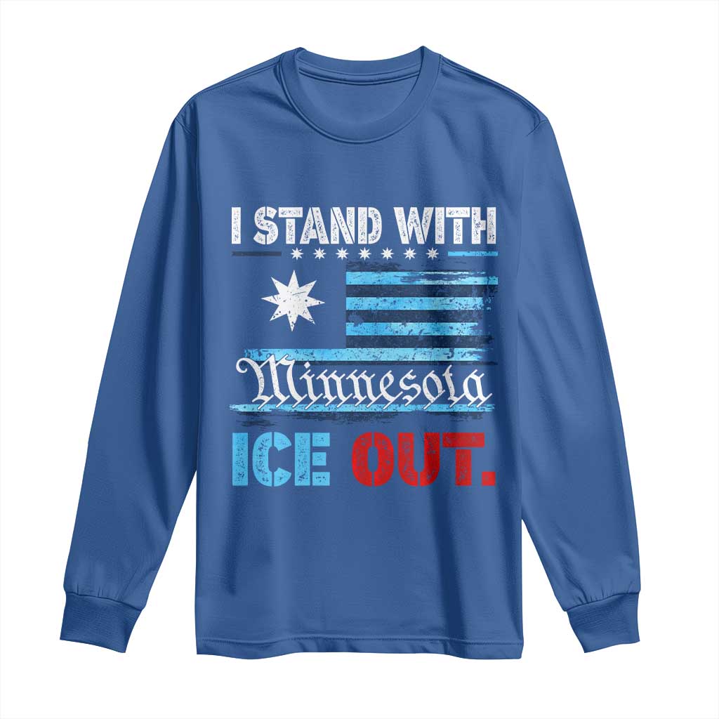 I Stand With Minnesota Long Sleeve Shirt Minnesota Flag Anti ICE Immigration Protest
