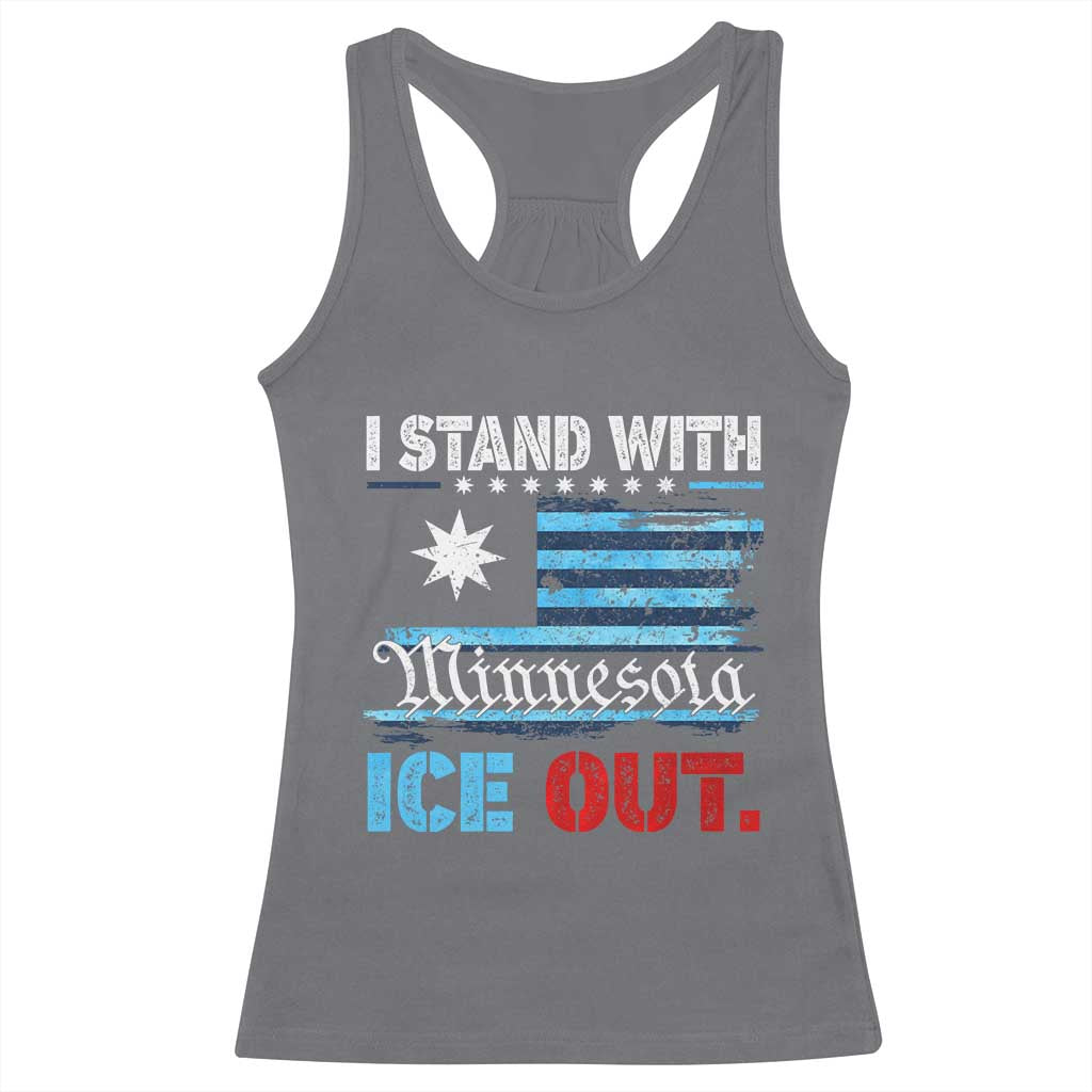 I Stand With Minnesota Racerback Tank Top Minnesota Flag Anti ICE Immigration Protest